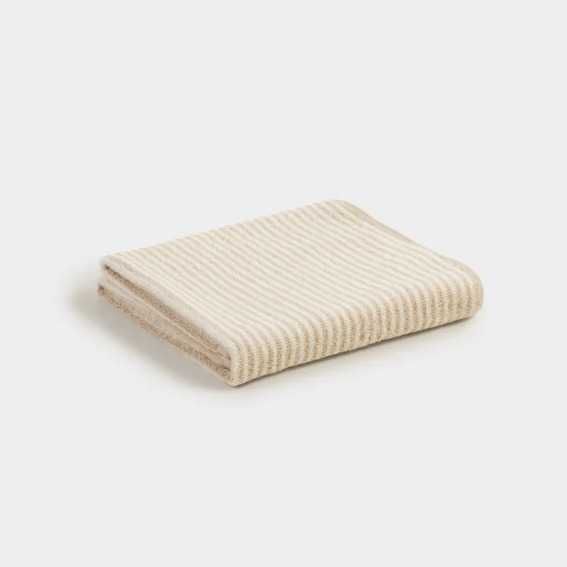 Полотенце, 50х90 см, хлопок, молочно-бежевое, Полосы, Streak cotton