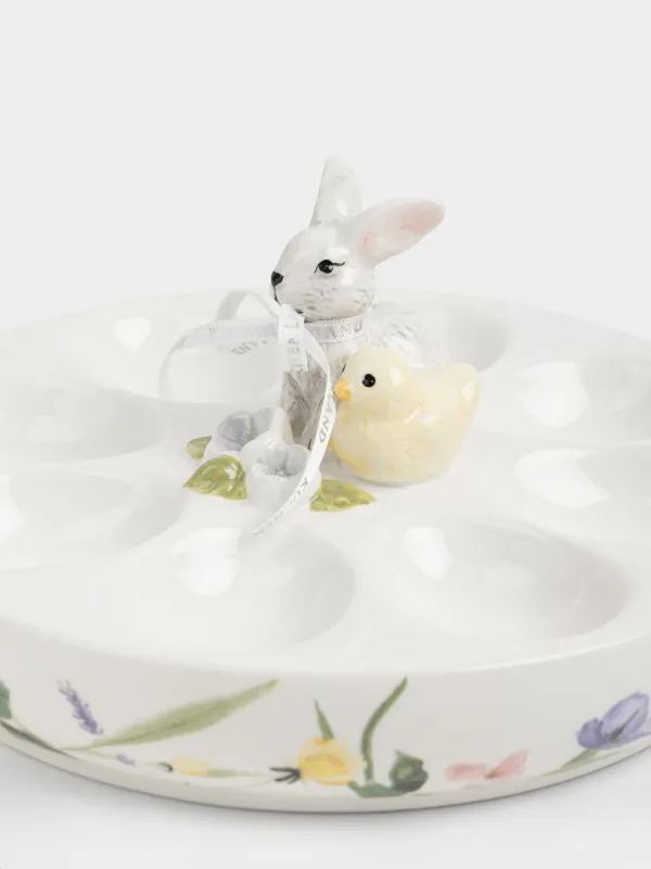 Блюдо пасхальное, 19х10 см, 8 отделений, Кролик и цыпленок в цветах, Easter, image-1