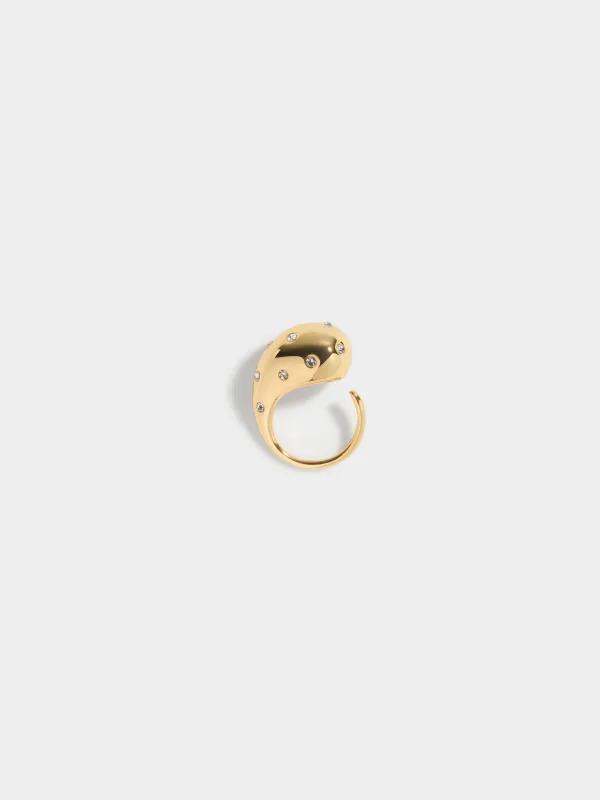Кольцо, 2 см, единый размер, металл/стекло, золотистое, Jewelry, image-3