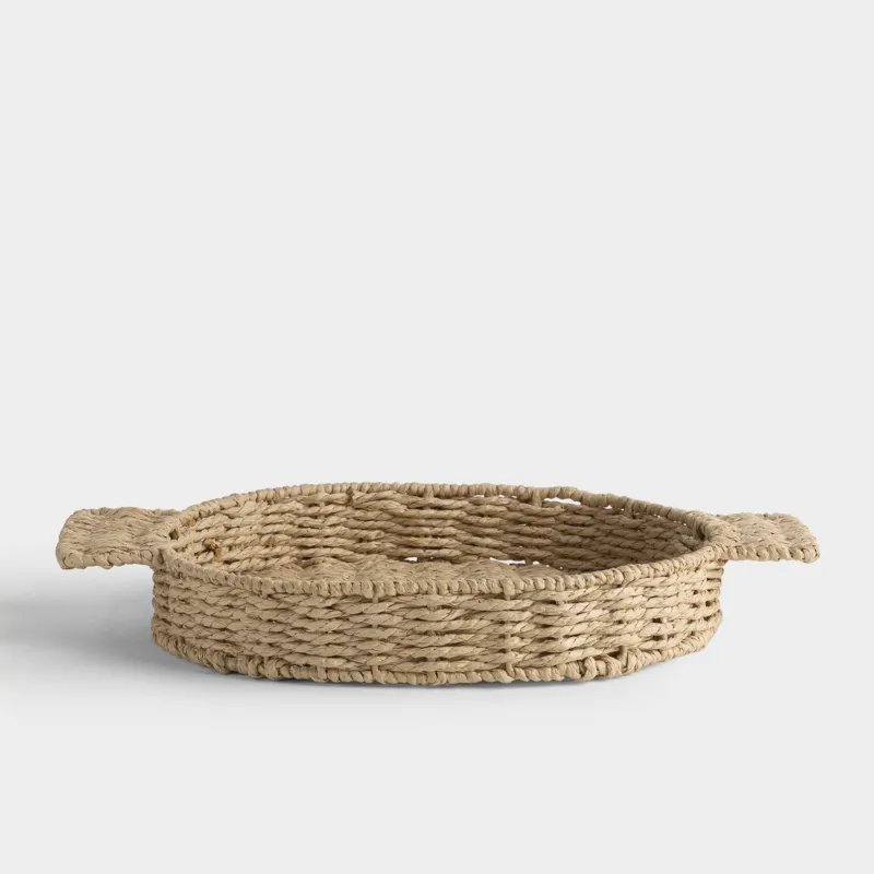 Поднос, 38х24 см, плетеный, с ручками, целлюлоза, овальный, Braided