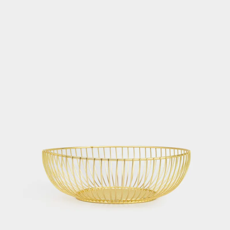 Корзина для фруктов, 25 см, металл, золотистая, Twist gold