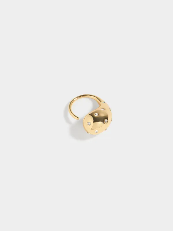 Кольцо, 2 см, единый размер, металл/стекло, золотистое, Jewelry, image-2