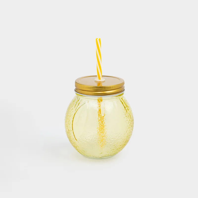 Банка для напитков, 450 мл, с трубочкой, Summer drink