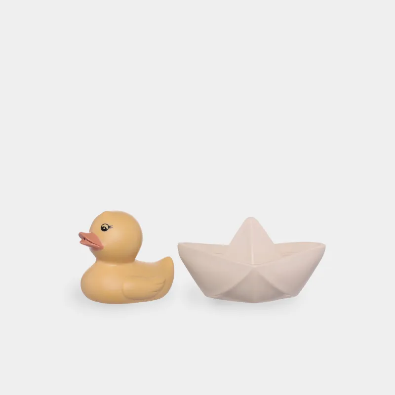 Набор игрушек для купания, 2 пр, ПВХ, бежевый, Уточка/Лодка, Kiddy
