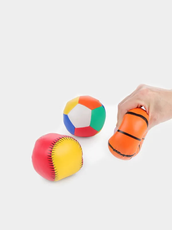 Мяч, 8 см, 3 шт, Футбол/Баскетбол/Бейсбол, Game, image-1