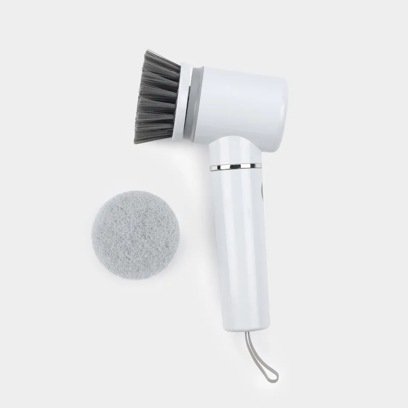 Щетка для уборки, 19 см, 2 насадки, электрическая, пластик, серо-белая, Clean