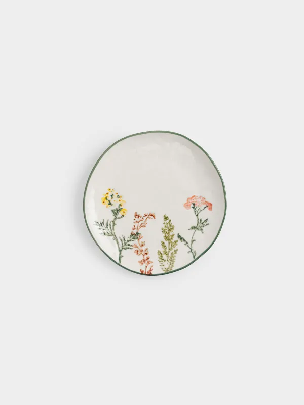 Тарелка закусочная, 20 см, Луговые цветы на кракелюре, Floral meadow, image-0