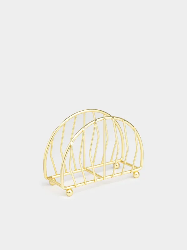 Салфетница, 13 см, металл, золотистая, полукруг, Twist gold, image-1