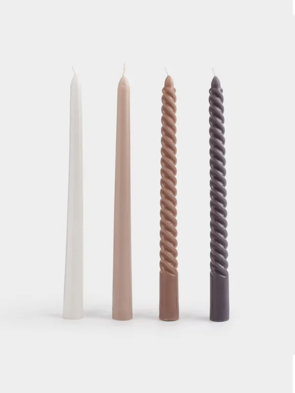 Свеча, 26 см, 4 шт, тонкая, Спираль, Spiral shape, image-0
