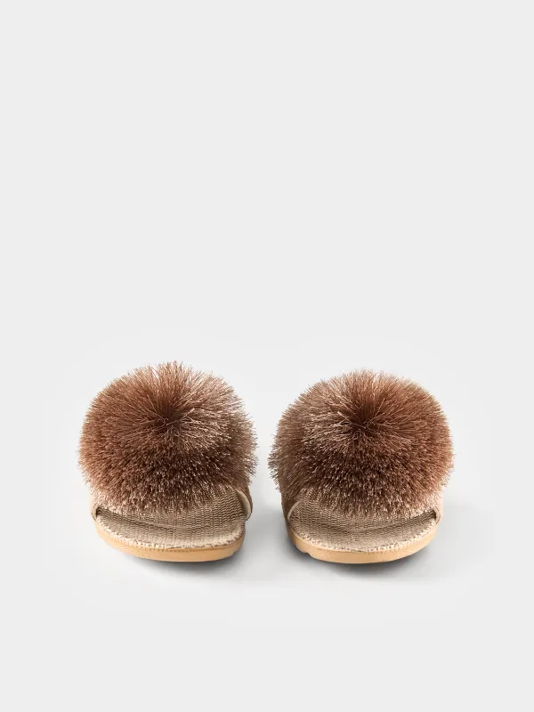 Тапочки женские, с помпоном, Pompon, image-3