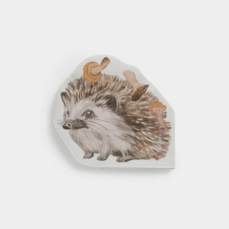 Салфетки бумажные, 33х31 см, 20 шт, фигурные, белые, Еж, Forest hedgehog