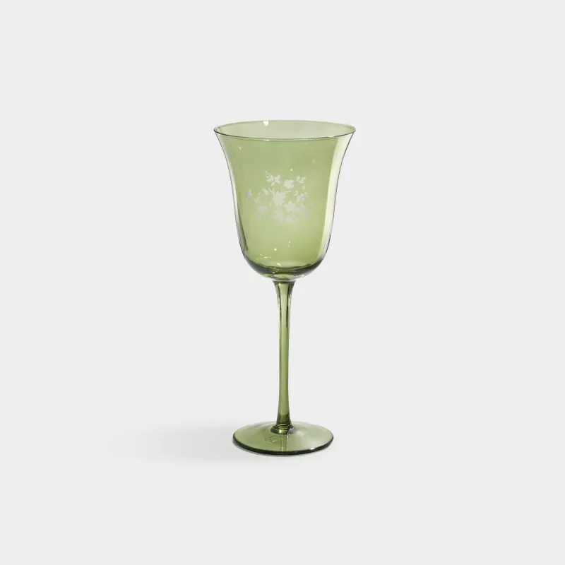 Бокал для вина, 350 мл, стекло, зеленый, Цветы, Lazio flower