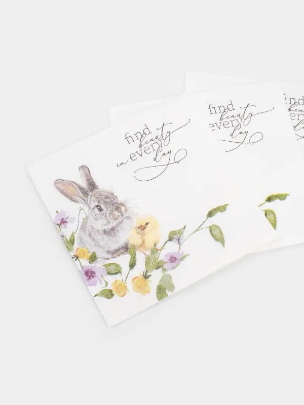 Салфетки бумажные, 21х21 см, 20 шт, Flora Easter, image-2