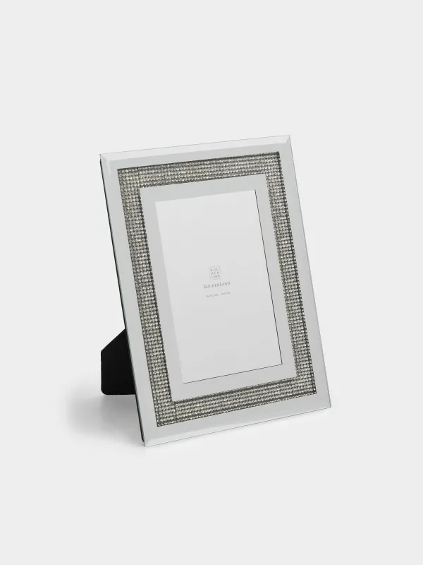 Фоторамка, 18х23 см, стекло, зеркальная, Серебристые кристаллы, Glossy crystal, image-0