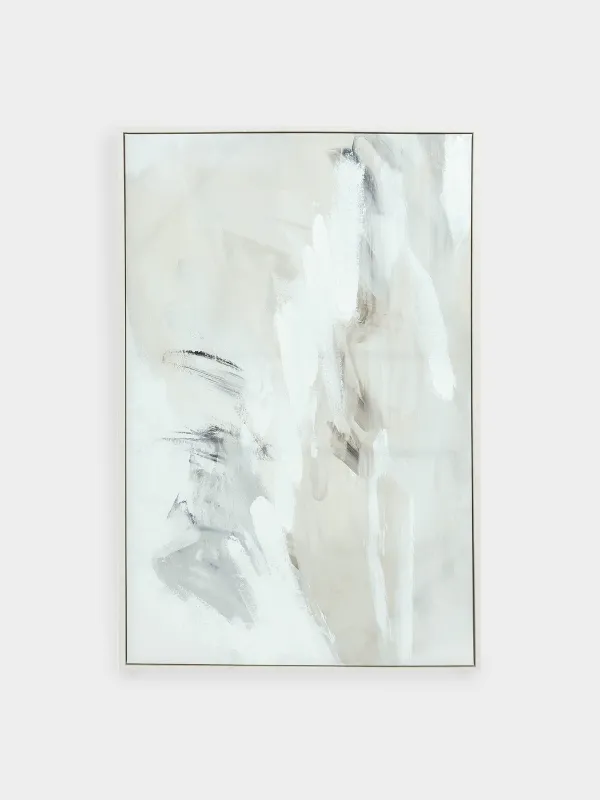 Картина в раме, 80х120 см, холст, бело-бежевая, Штрихи, Abstract, image-0