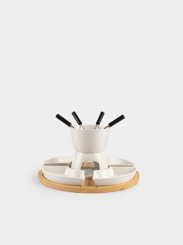 Набор для фондю, 4 перс, на подставке, фарфор P/бамбук, Bamboo, image-0