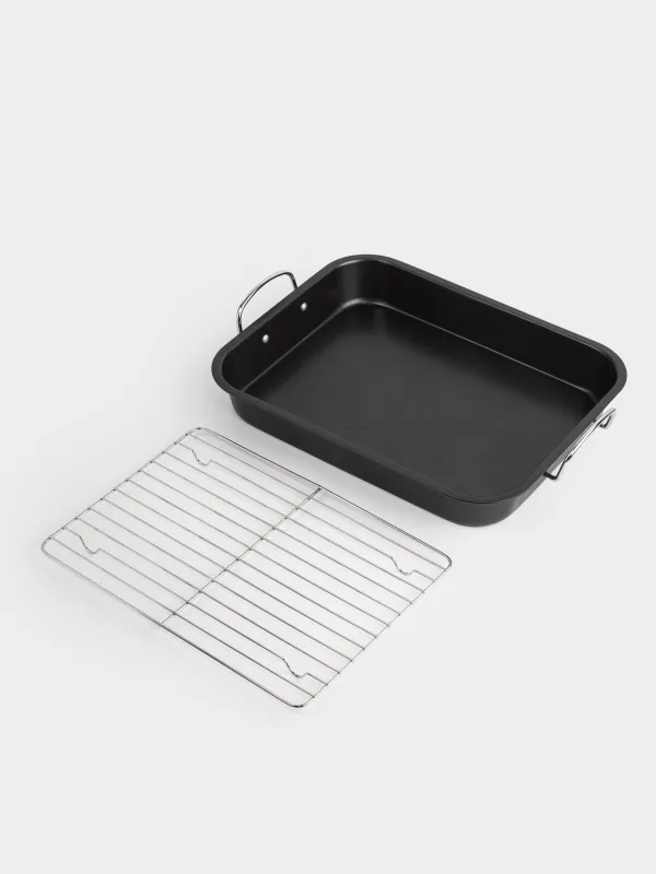 Противень для запекания, 37х29 см, с ручками и решеткой, BBQ, image-7