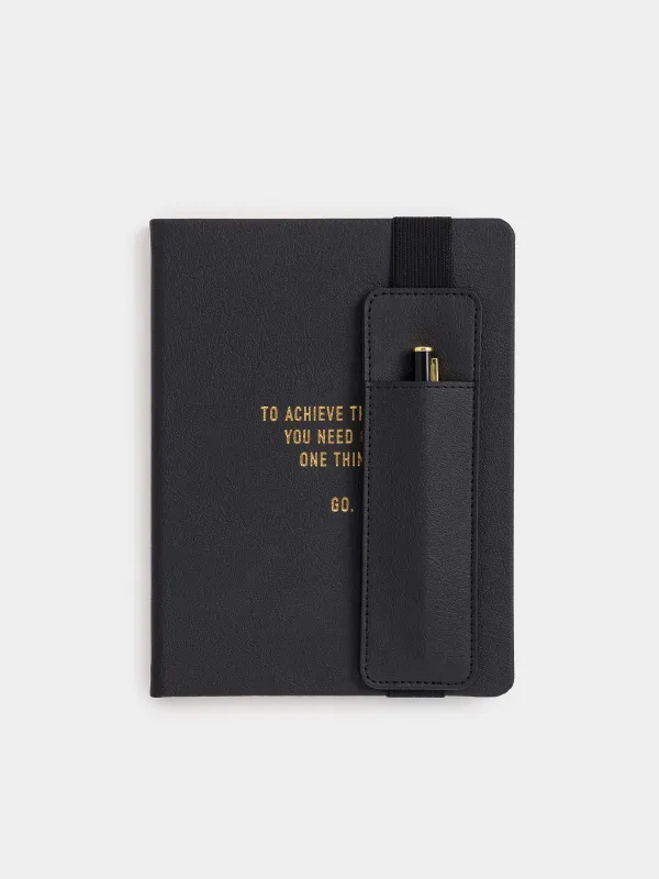 Блокнот для записей, 15х20 см, 80 л, с ручкой, Stationery black, image-0