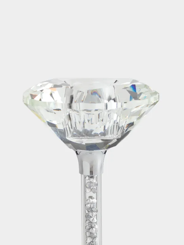Подсвечник, 15 см, для тонкой свечи, Серебристые кристалы, Diamond, image-2