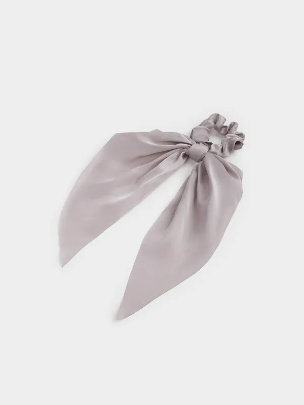 Резинка для волос, 25 см, с лентой, сатин, серая, Silk, image-3