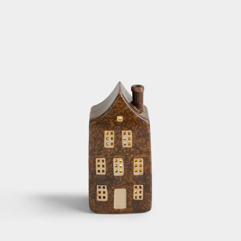 Статуэтка с подсветкой, 16 см, фарфор P, коричневая, Дом, House shape