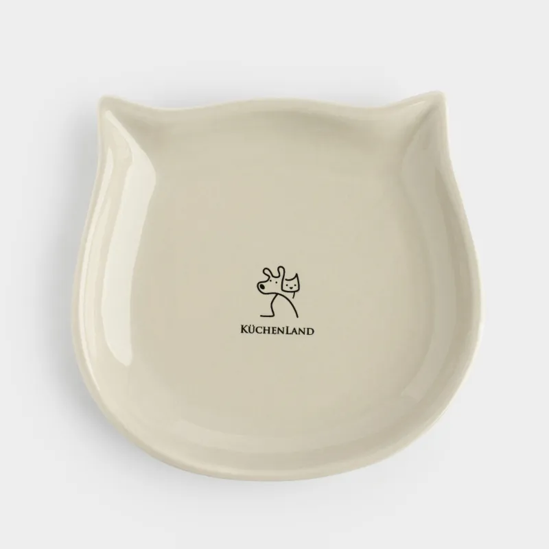 Миска для животных, 14х13 см, 100 мл, плоская, керамика D, серая, Кот, Whiskers