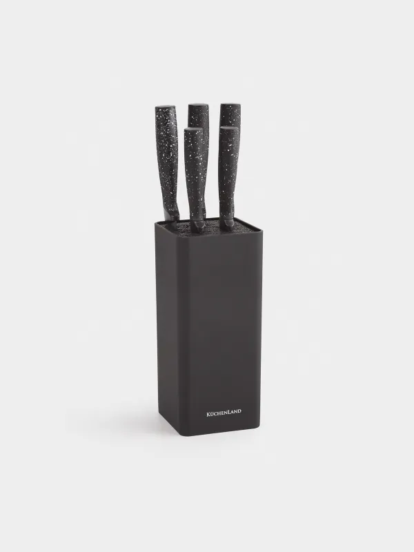 Набор ножей, 5 предметов, в подставке, в крапинку, Steel speckled, image-0