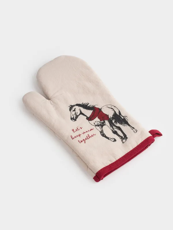 Прихватка-варежка, 18x30 см, хлопок, Horse in scarf, image-2