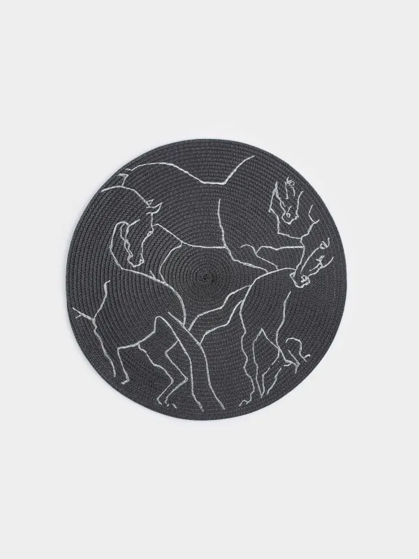 Салфетка под приборы, 38 см, Лошади, Circle embroidery, image-0