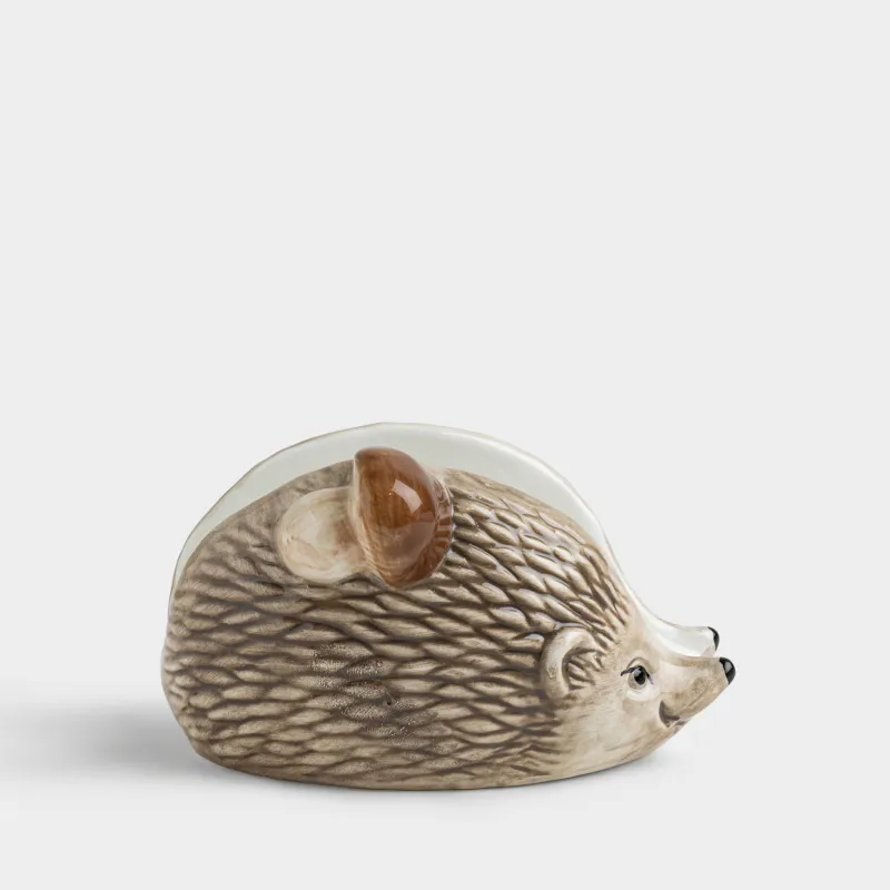 Салфетница, 14 см, керамика D, коричневая, Еж с грибом, Hedgehog