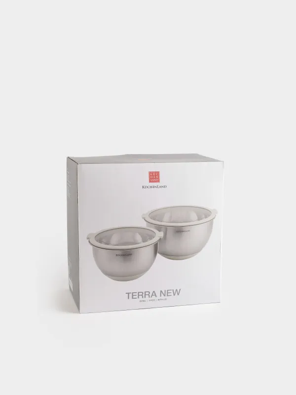 Миска, 2 шт, с крышкой, антискользящее дно, Terra new, image-4