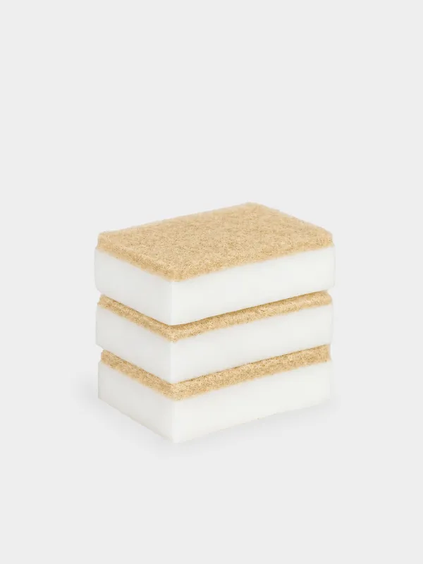 Губка меламиновая, 3 шт, с абразивной вставкой, бело-бежевая, Clean, image-4
