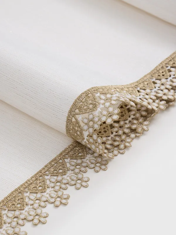 Дорожка настольная, 40х160 см, Цветочное кружево, Flower lace gold, image-1