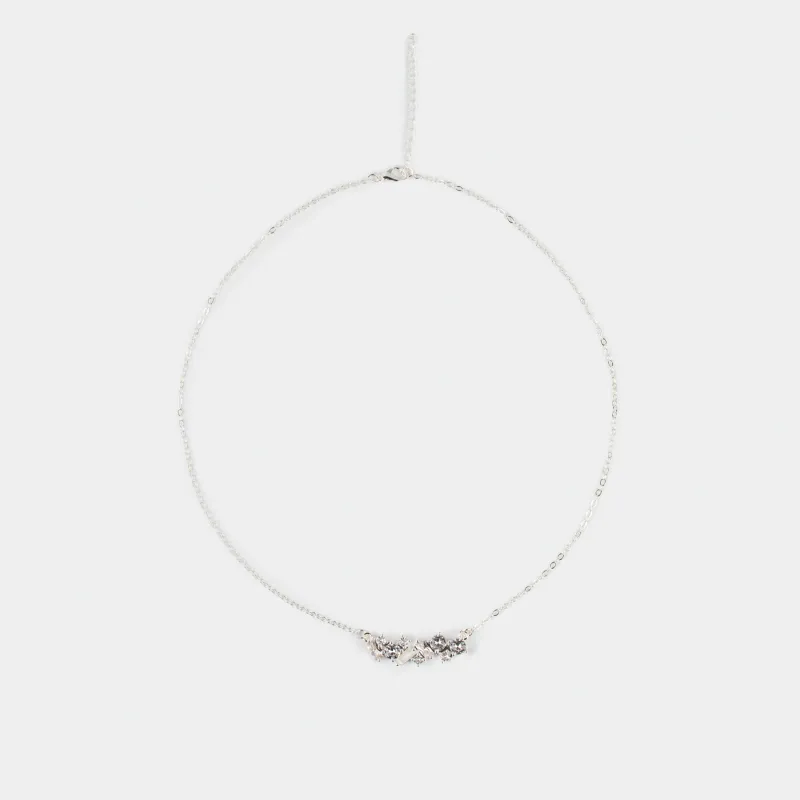 Цепочка, 45 см, с подвеской, металл/циркон, серебристая, Кристаллы, Jewelry crystal
