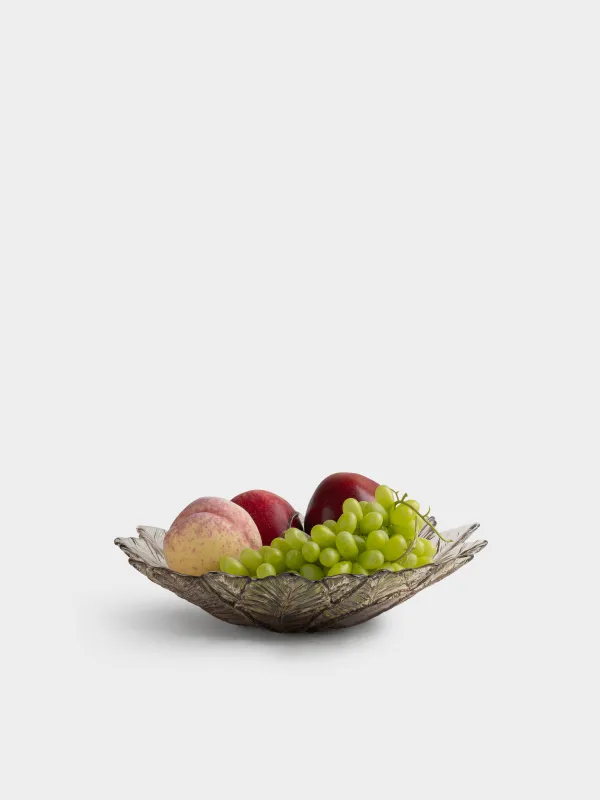 Ваза для фруктов, 31х7 см, стекло, янтарная, Листья, Leaves, image-4