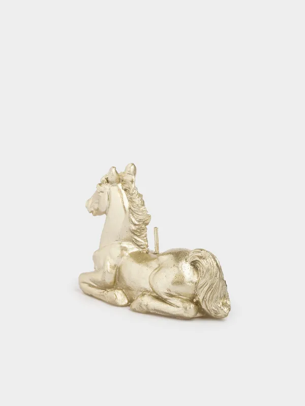 Свеча, 9x7 см, с блестками, Лошадь, Horse gold, image-1
