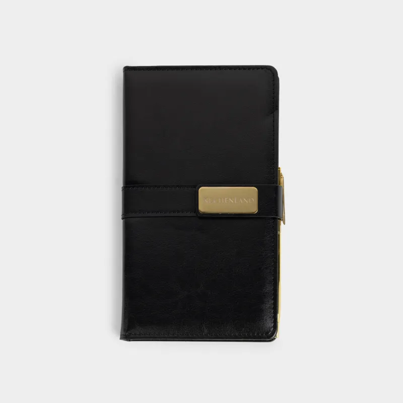 Блокнот для записей, с ручкой, черный, Stationery black