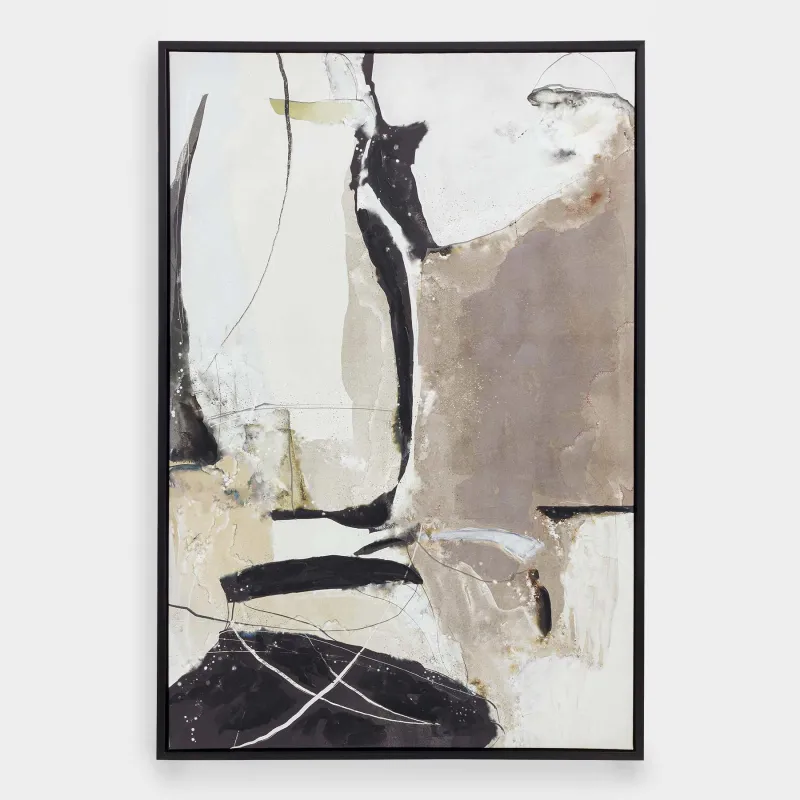 Картина в раме, 80х120 см, холст, коричнево-черная, Абстракция, Abstract