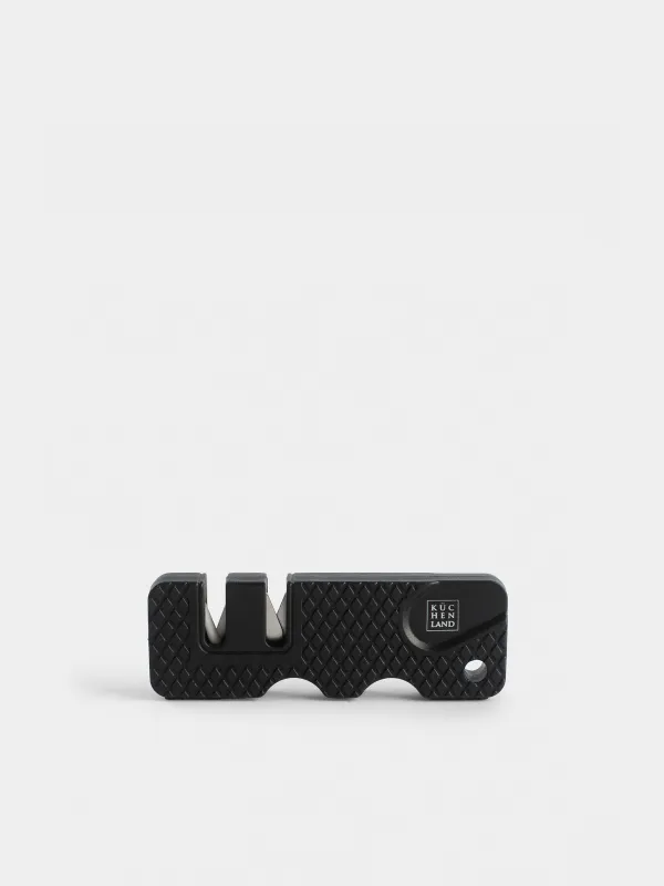 Точило для ножей, 9 см, два этапа заточки, пластик/керамика, черное, Extra-light black, image-0