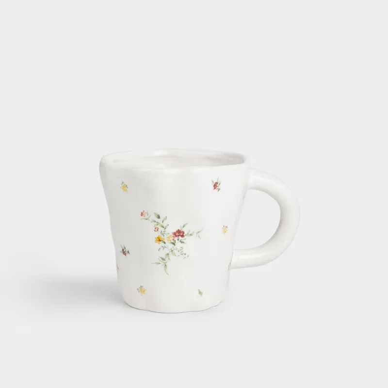 Кружка, 540 мл, керамика D, молочная, Цветы, El flower