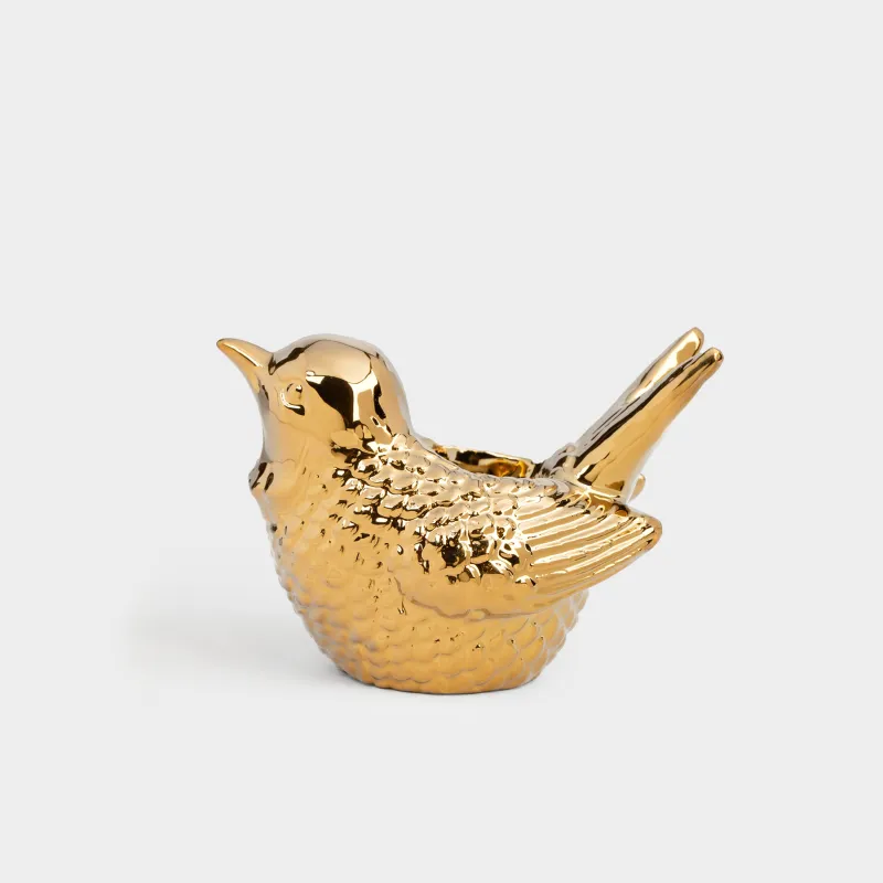 Подставка для зубочисток, 9 см, фарфор P, золотистая, Птица, Birds