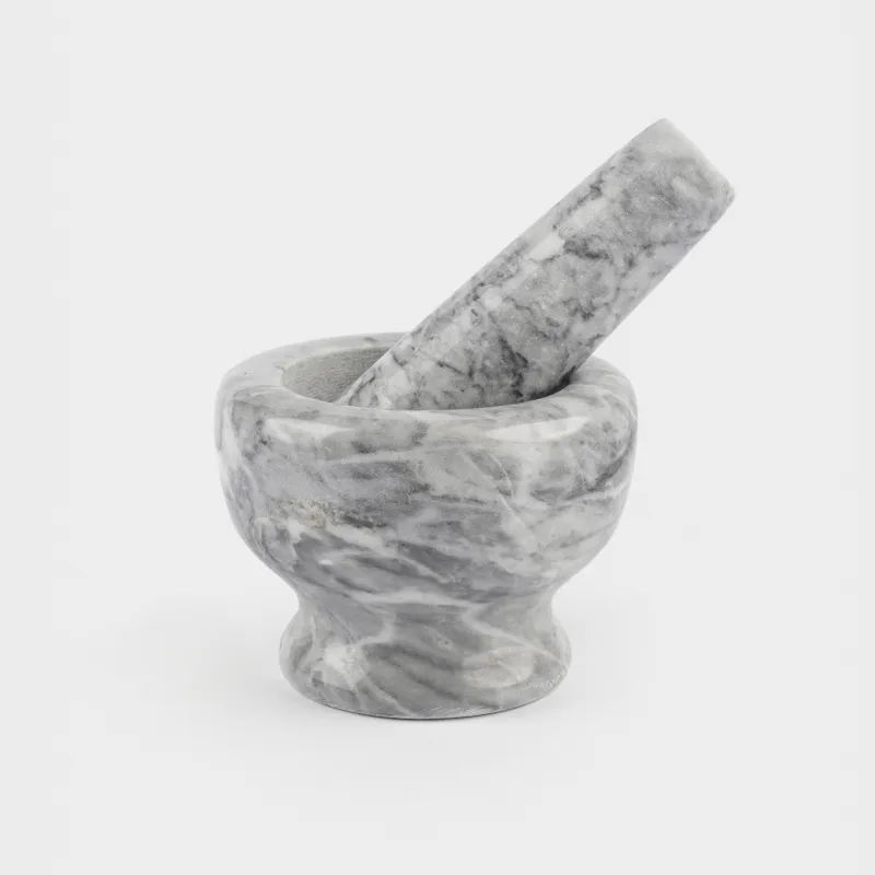 Ступка для специй, 8 см, с пестиком, мрамор, серая, Marble