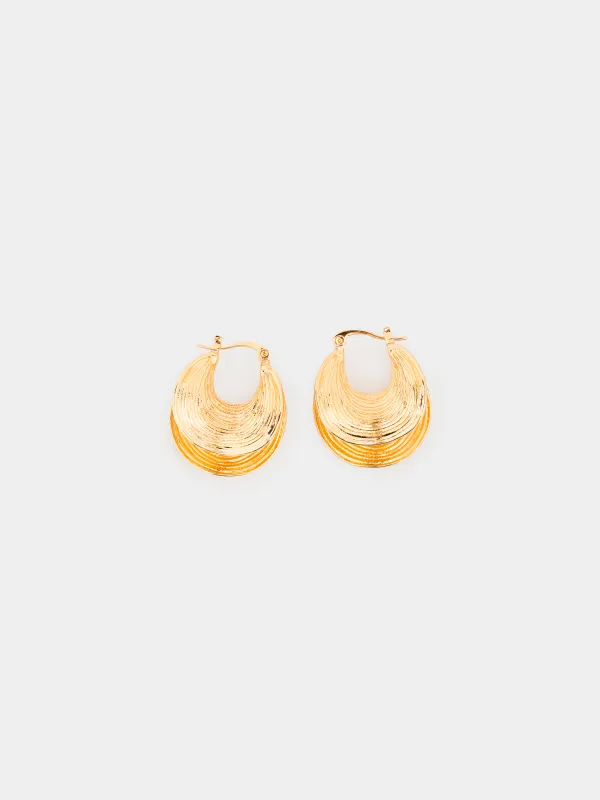 Серьги, 3 см, 2 шт, металл, золотистые, Абстракция, Jewelry, image-0