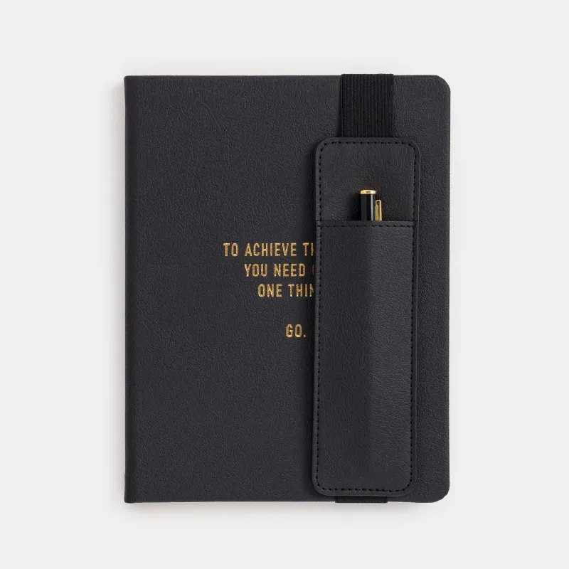 Блокнот для записей, 15х20 см, 80 л, с ручкой, черный, Stationery black, image-0