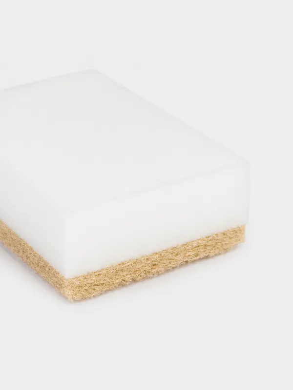 Губка меламиновая, 3 шт, с абразивной вставкой, бело-бежевая, Clean, image-3