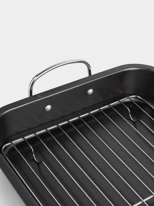 Противень для запекания, 37х29 см, с ручками и решеткой, BBQ, image-5