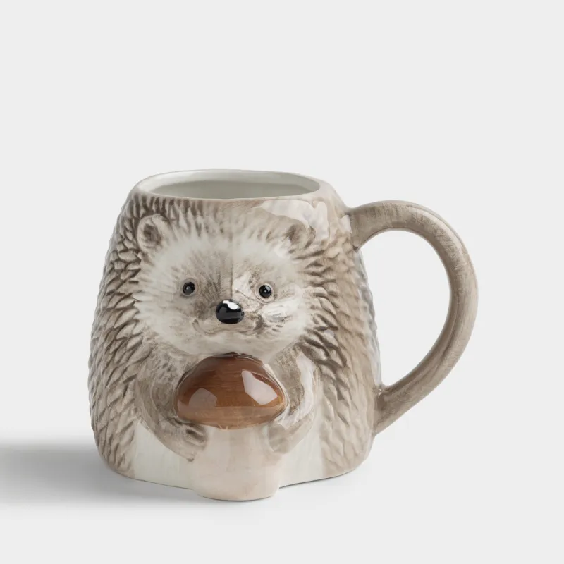 Кружка, 490 мл, керамика D, коричневая, Еж с грибом, Hedgehog