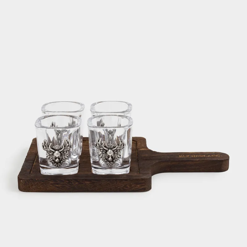 Стопка для водки, 4 шт, на подставке, Lux elements decor