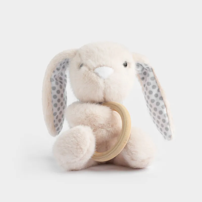 Игрушка-погремушка, 23 см, мягкая, Зайка с кольцом, Rabbit
