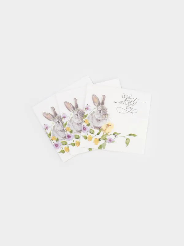 Салфетки бумажные, 21х21 см, 20 шт, Flora Easter, image-3